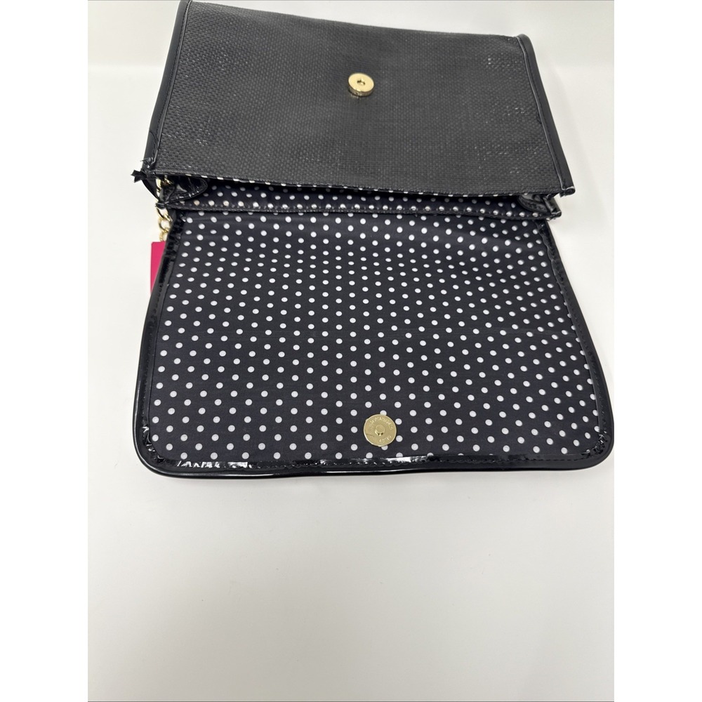 Lulu Guinness Handbag Loves Me Loves Me Not Oversized Clutch Black Daisy's NWT - Picture 6 of 9